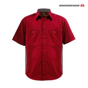 Kemeja Pendek Maroon Charcoal