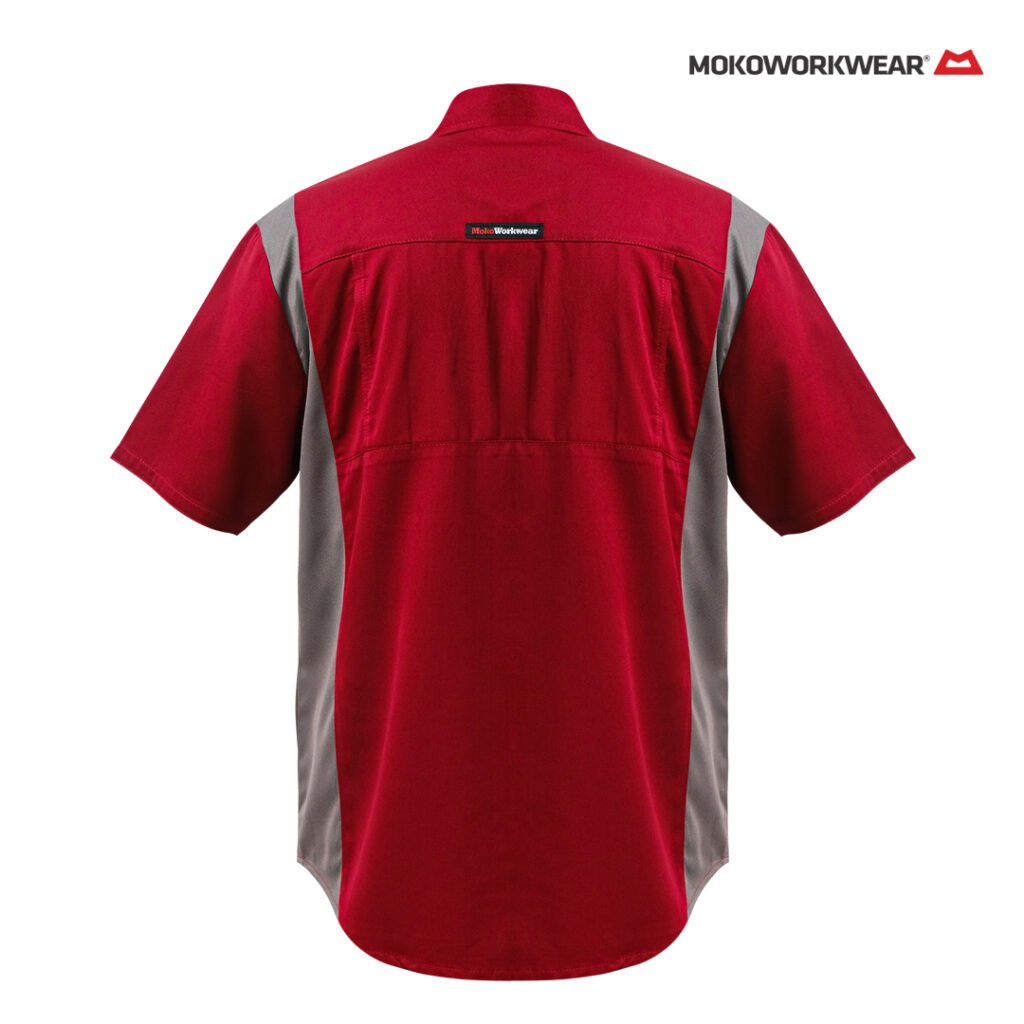 Kemeja Pendek Maroon Charcoal